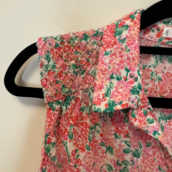 Mango Floral Sleeveless Button-Up Top Size S - Picture 6 of 8